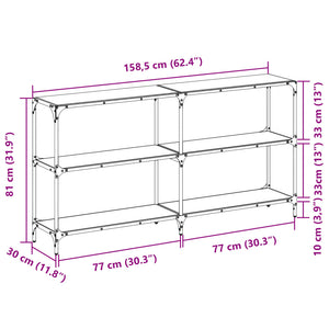 Τραπέζι Κονσόλα Επιφάνεια Μαύρο Γυαλί 158,5x30x81 εκ. Ατσάλι