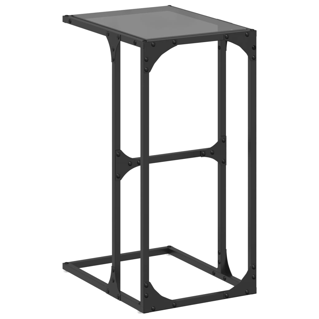Βοηθητικό Τραπέζι με Μαύρο Γυαλί 40x30x61,5 εκ. Ατσάλι
