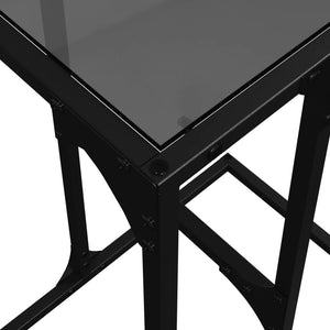 Βοηθητικό Τραπέζι με Μαύρο Γυαλί 40x30x61,5 εκ. Ατσάλι