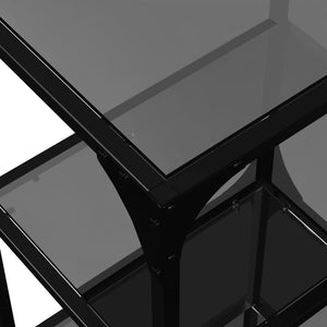 Ράφι Αποθήκευσης Επιφάνεια Μαύρο Γυαλί 40x30x95 εκ. Ατσάλι