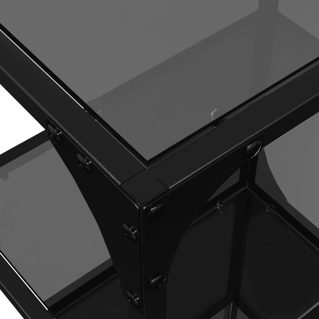 Ράφι Αποθήκευσης Επιφάνεια Μαύρο Γυαλί 40x30x123 εκ. Ατσάλι