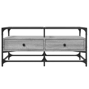 Τραπεζάκι Σαλονιού Sonoma Γκρι 98,5x50x45εκ. με Γυάλινες Πόρτες
