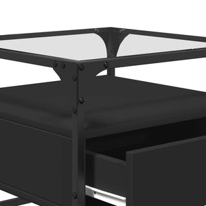 Τραπεζάκι Σαλονιού Μαύρο 50x50x45 εκ. με Γυάλινες Πόρτες