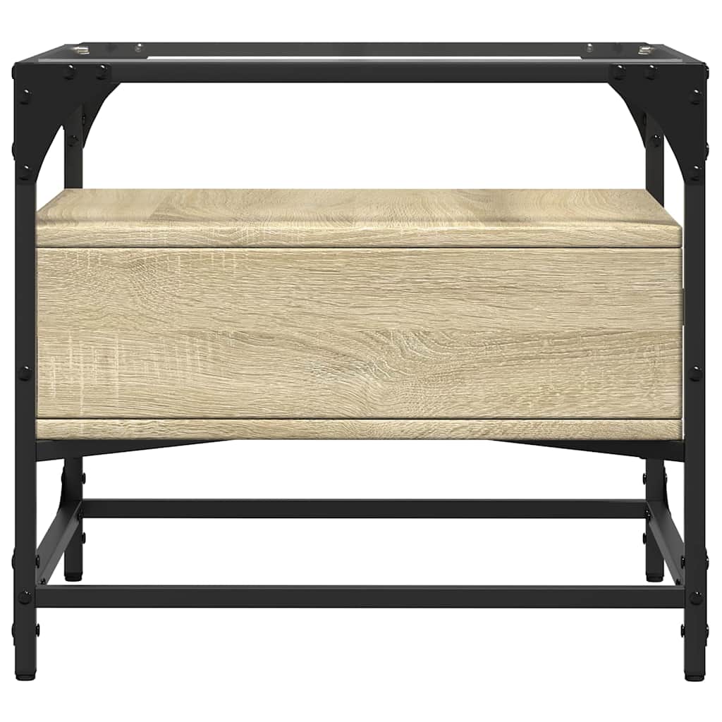 Τραπεζάκι Σαλονιού Γυάλινη Επιφ. Sonoma Δρυς 50x50x45εκ. Ατσάλι