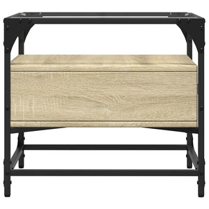 Τραπεζάκι Σαλονιού Γυάλινη Επιφ. Sonoma Δρυς 50x50x45εκ. Ατσάλι