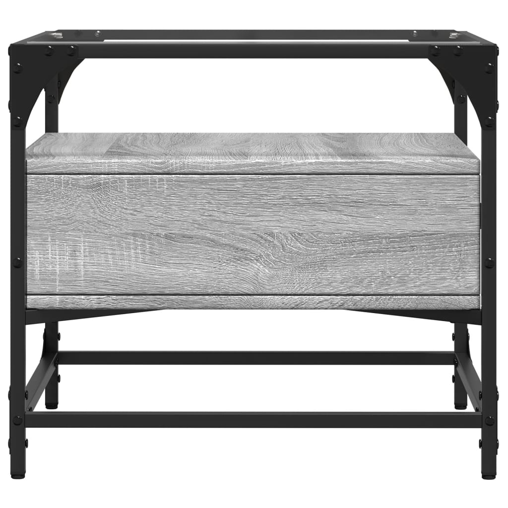 Τραπεζάκι Σαλονιού Sonoma Γκρι 50x50x45 εκ. με Γυάλινες Πόρτες