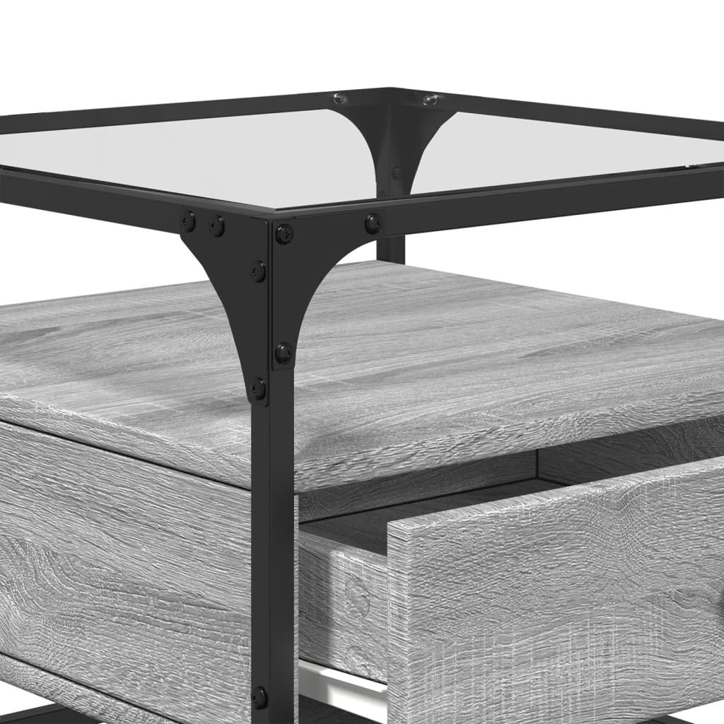 Τραπεζάκι Σαλονιού Sonoma Γκρι 50x50x45 εκ. με Γυάλινες Πόρτες