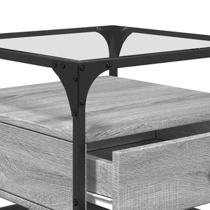 Τραπεζάκι Σαλονιού Sonoma Γκρι 50x50x45 εκ. με Γυάλινες Πόρτες