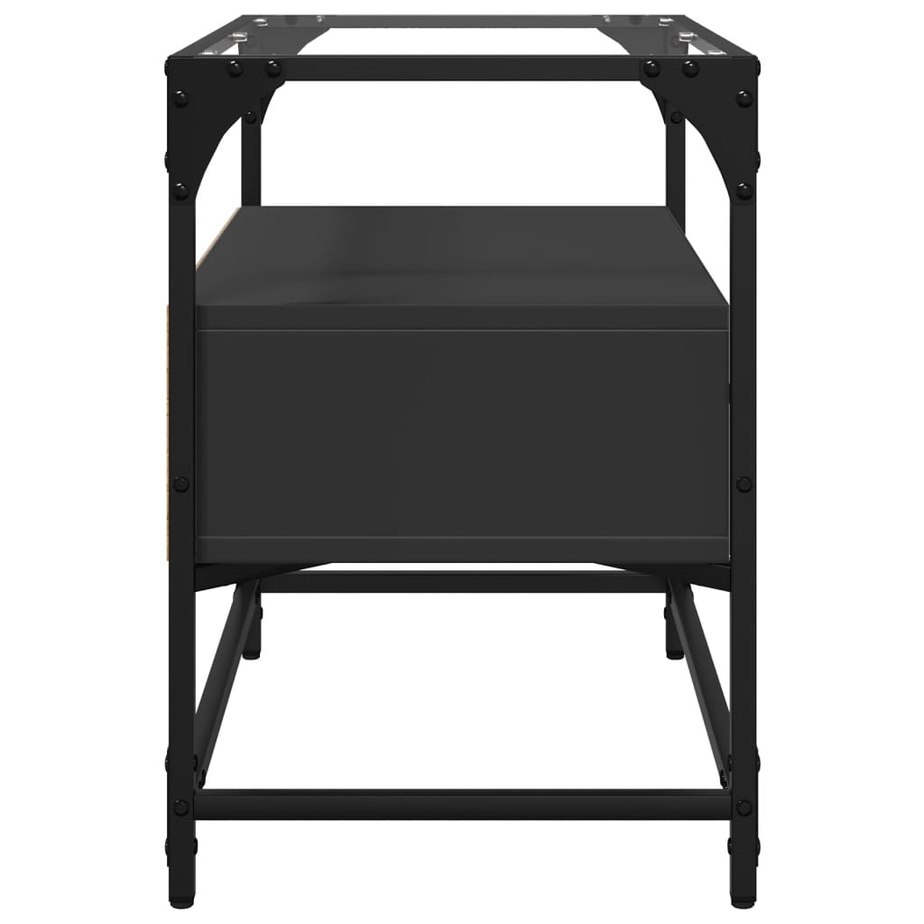 Έπιπλο Τηλεόρασης Γυάλ Επιφάνεια Μαύρο 60x35x51 εκ Επ Ξύλο