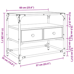 Έπιπλο Τηλεόρασης Γυάλ Επιφάνεια Μαύρο 60x35x51 εκ Επ Ξύλο