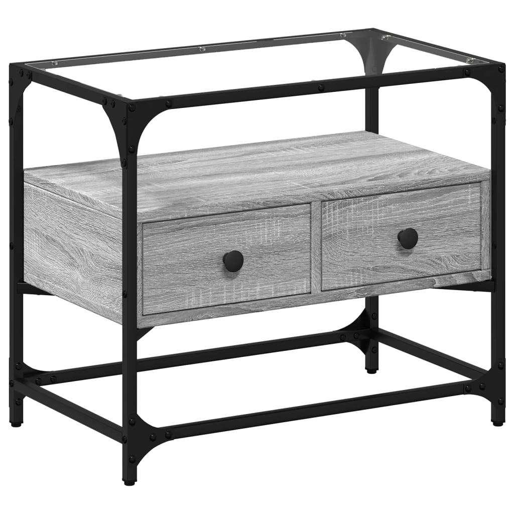 Έπιπλο Τηλεόρασης Γυάλ Επιφάνεια Γκρι Sonoma 60x35x51εκ Επ Ξύλο