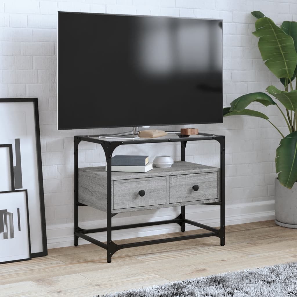 Έπιπλο Τηλεόρασης Γυάλ Επιφάνεια Γκρι Sonoma 60x35x51εκ Επ Ξύλο