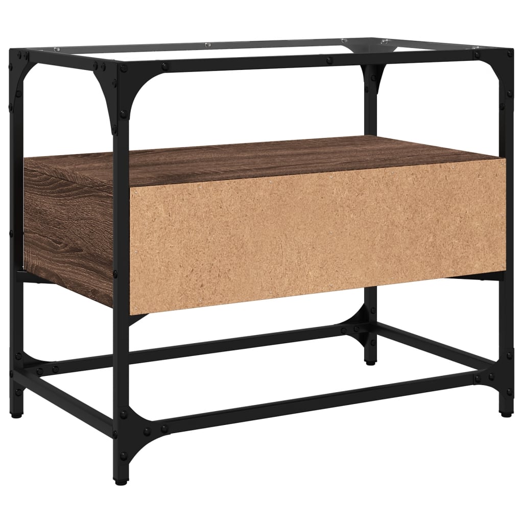 Έπιπλο Τηλεόρασης Γυάλ Επιφάνεια Καφέ Δρυς 60x35x51 εκ Επ Ξύλο