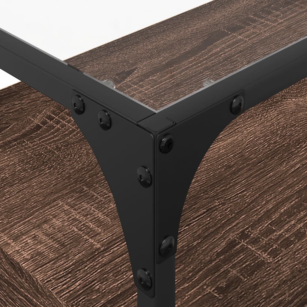 Έπιπλο Τηλεόρασης Γυάλ Επιφάνεια Καφέ Δρυς 60x35x51 εκ Επ Ξύλο