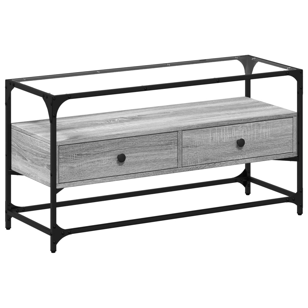 Έπιπλο Τηλεόρασης Γυάλ Επιφάνεια Γκρι Sonoma 98x35x51εκ Επ Ξύλο