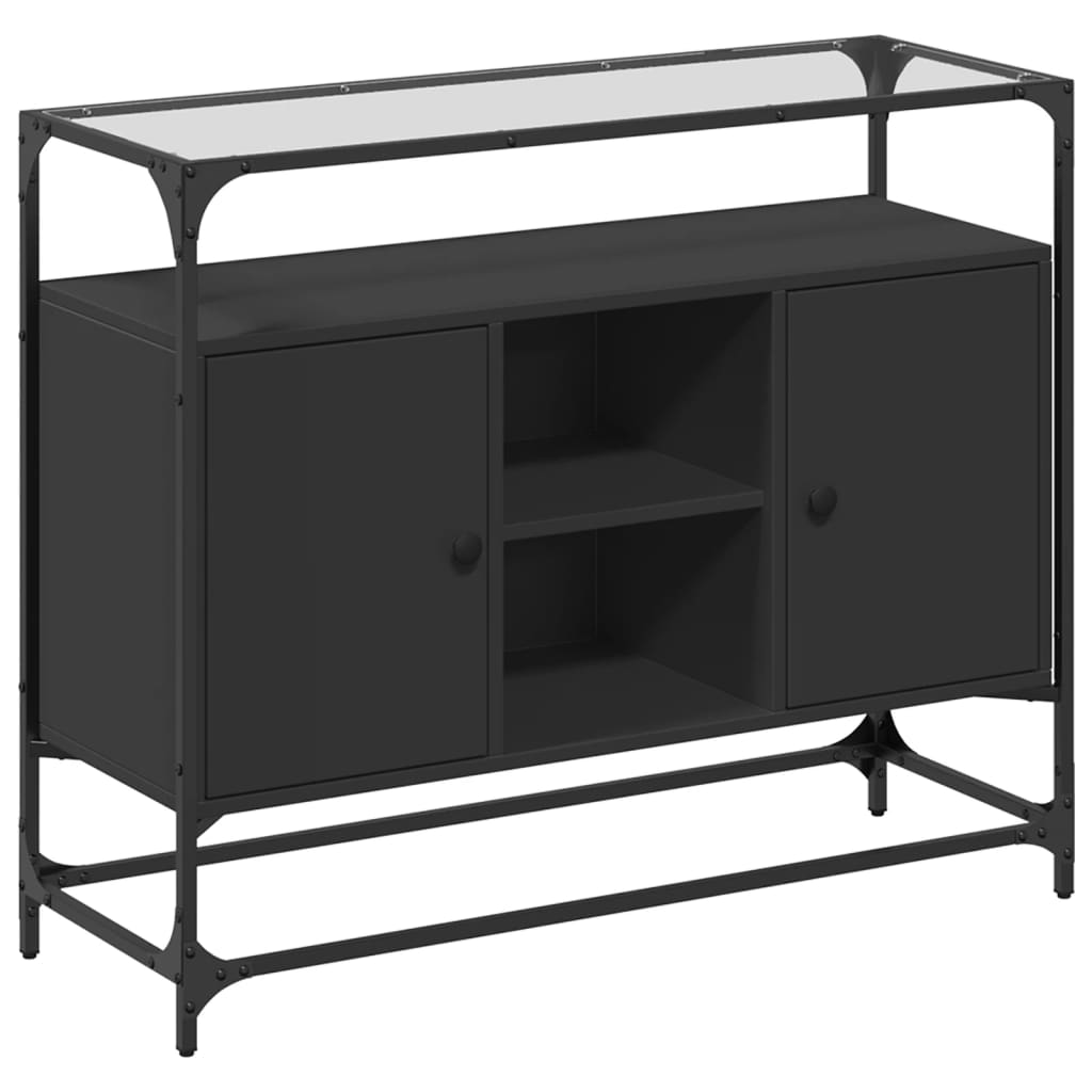Βοηθητικό Έπιπλο Γυάλ Επιφάνεια Μαύρο 98x35x81 εκ. Επ Ξύλο