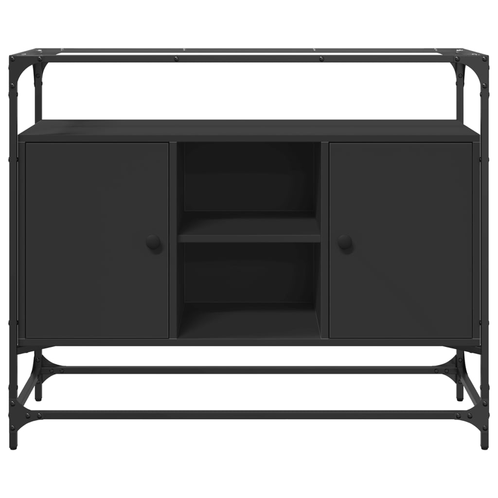 Βοηθητικό Έπιπλο Γυάλ Επιφάνεια Μαύρο 98x35x81 εκ. Επ Ξύλο