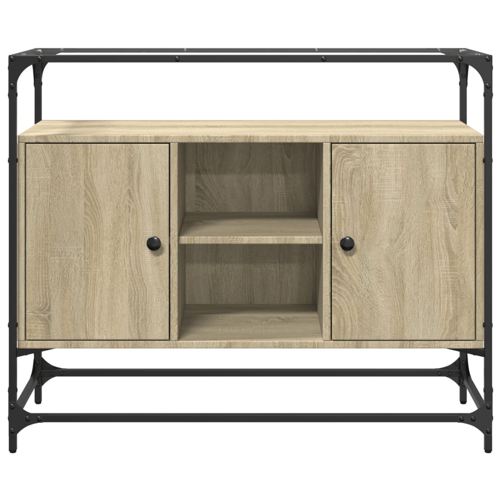 Βοηθητικό Έπιπλο Γυάλ Επιφάνεια Sonoma Δρυς 98x35x81 εκ Επ Ξύλο