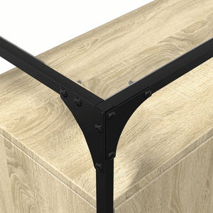 Βοηθητικό Έπιπλο Γυάλ Επιφάνεια Sonoma Δρυς 98x35x81 εκ Επ Ξύλο