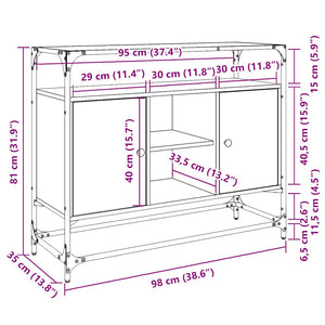Βοηθητικό Έπιπλο Γυάλ Επιφάνεια Γκρι Sonoma 98x35x81 εκ Επ Ξύλο