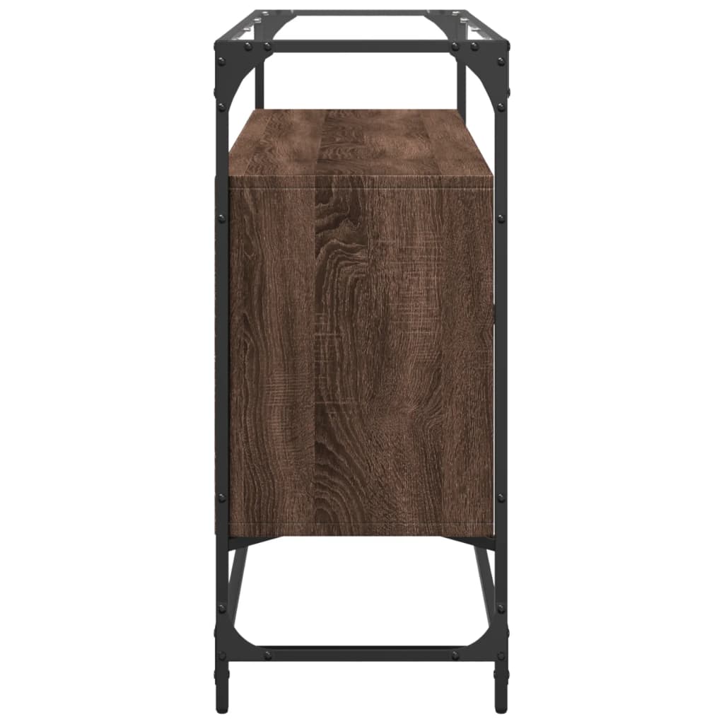 Βοηθητικό Έπιπλο Γυάλ Επιφάνεια Καφέ Δρυς 98x35x81 εκ. Επ Ξύλο