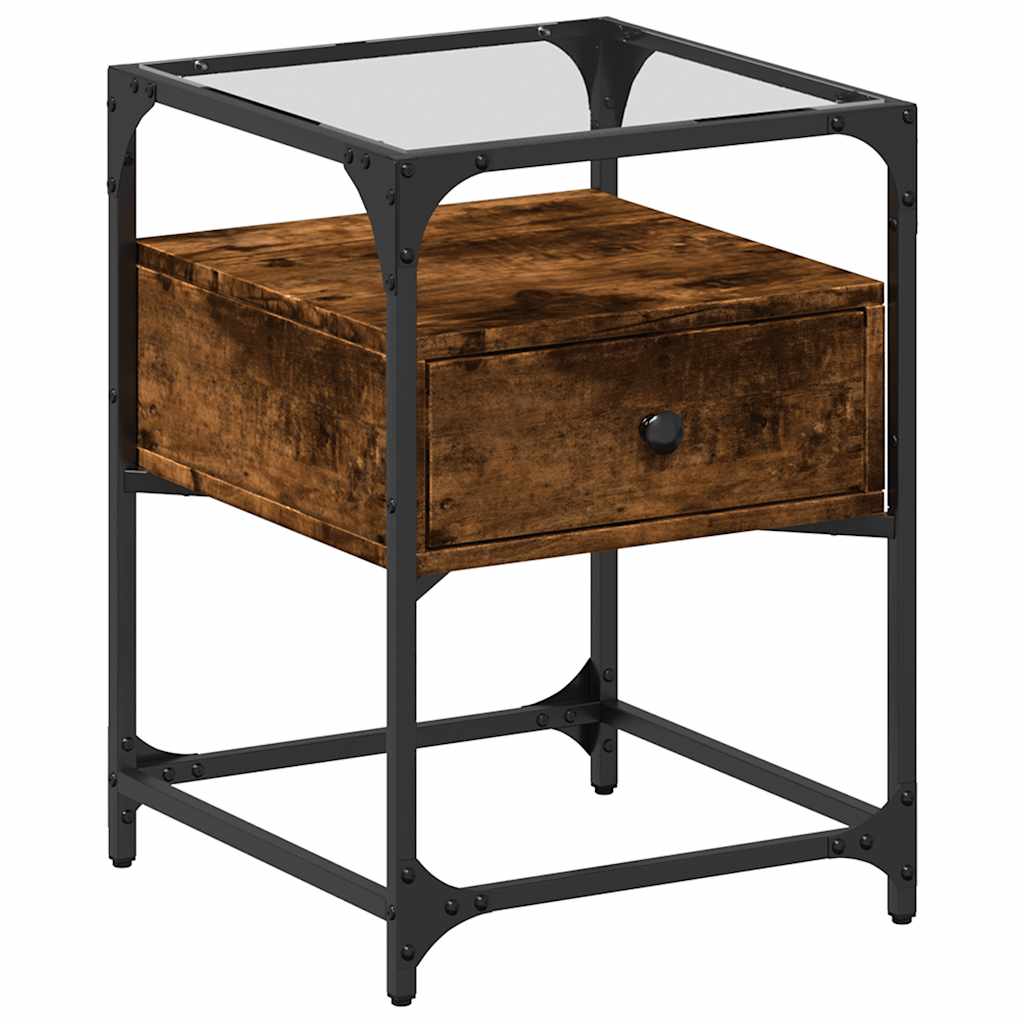 Κομοδίνο Καπνιστή Δρυς 40x40x55 εκ. από Επεξεργασμένο Ξύλο