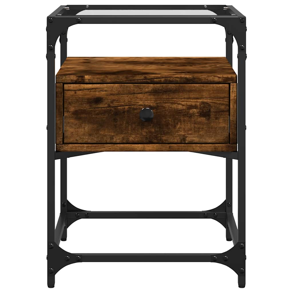 Κομοδίνο Καπνιστή Δρυς 40x40x55 εκ. από Επεξεργασμένο Ξύλο