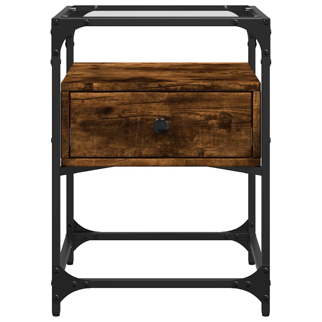 Κομοδίνα 2 τεμ. Καπνιστή Δρυς 40x40x55 εκ. Επεξεργ. Ξύλο