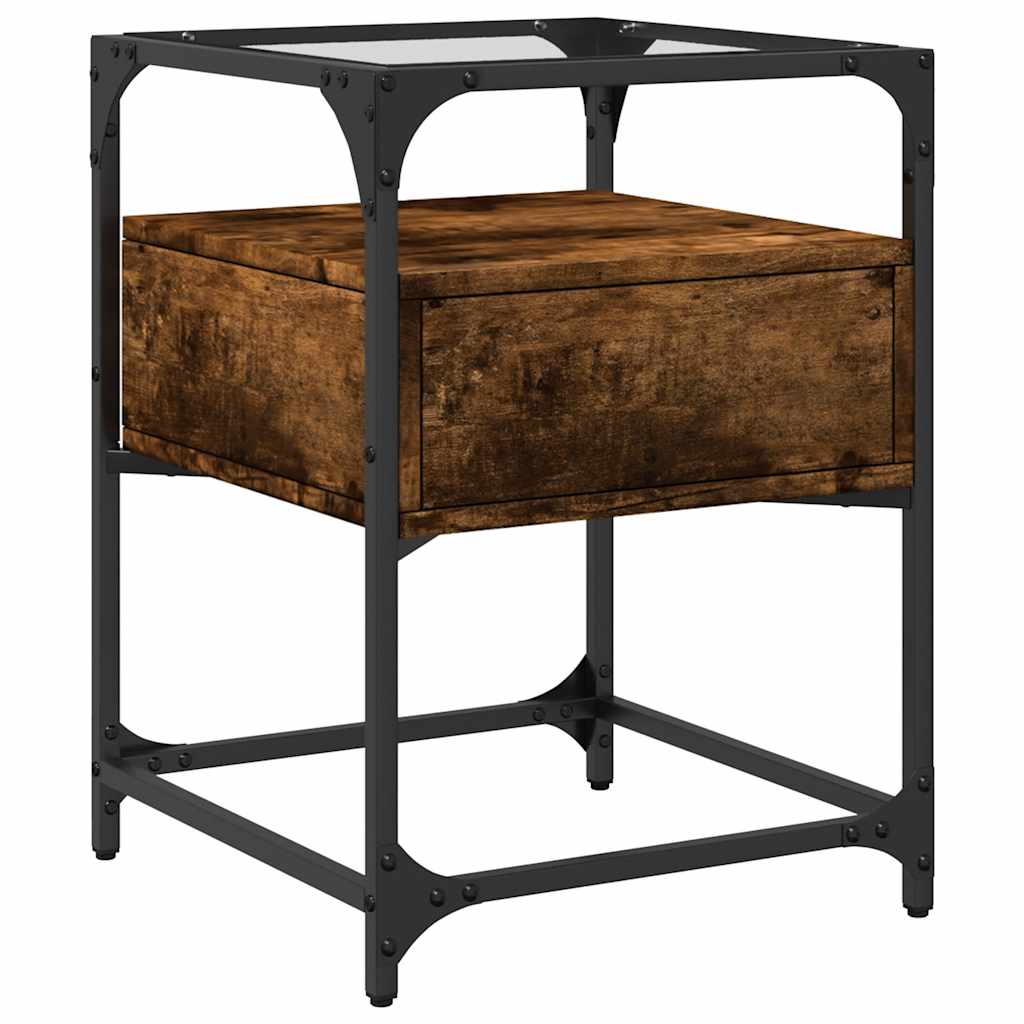 Κομοδίνα 2 τεμ. Καπνιστή Δρυς 40x40x55 εκ. Επεξεργ. Ξύλο