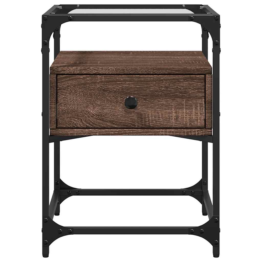 Κομοδίνο Καφέ Δρυς 40x40x55 εκ. από Επεξεργασμένο Ξύλο