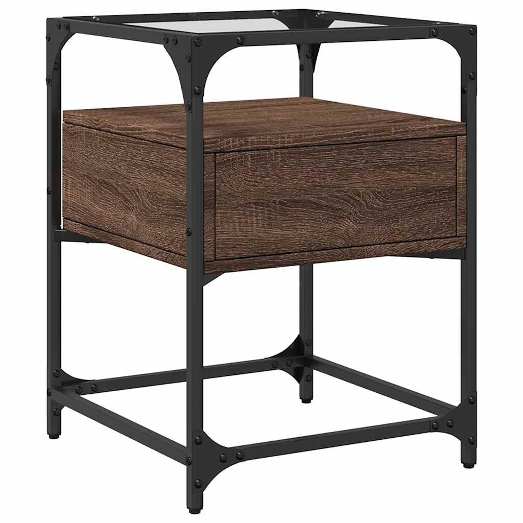 Κομοδίνο Καφέ Δρυς 40x40x55 εκ. από Επεξεργασμένο Ξύλο