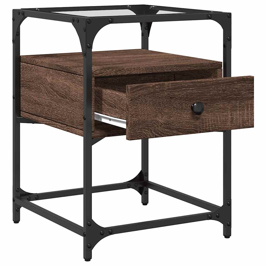 Κομοδίνο Καφέ Δρυς 40x40x55 εκ. από Επεξεργασμένο Ξύλο