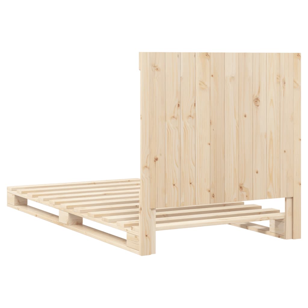 Πλαίσιο Κρεβατιού με Κεφαλάρι 100 x 200εκ. Μασίφ Ξύλο Πεύκου