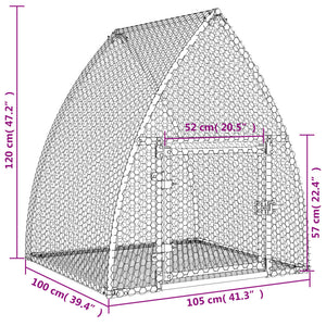 Κλουβί Κουνελιών Ασημί 105x100x120 εκ. από Γαλβανισμένο Χάλυβα
