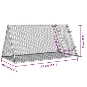 Κλουβί Κουνελιών Ασημί 200x105x91 εκ. από Γαλβανισμένο Χάλυβα