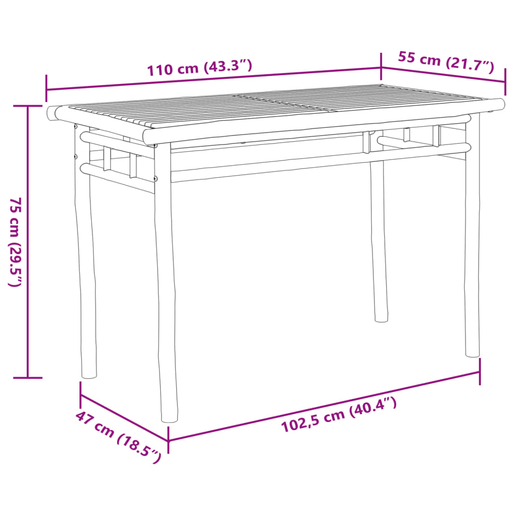 Τραπεζαρία Κήπου 110x55x75 εκ. από Μπαμπού - Pakobazaar