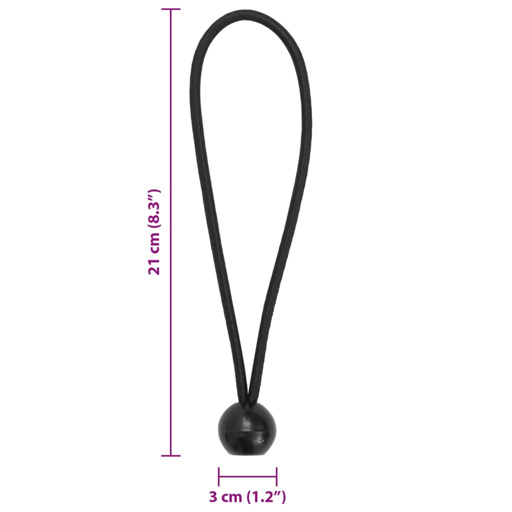Κορδόνια Ελαστικά Bungee με Μπάλα 25 τεμ. 21 x 0,5 εκ. - Pakobazaar