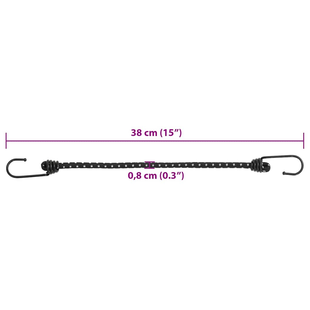 Κορδόνια Ελαστικά Bungee με Γάντζο/Ανακλ. Ταινίες 25 τεμ 38 εκ. - Pakobazaar