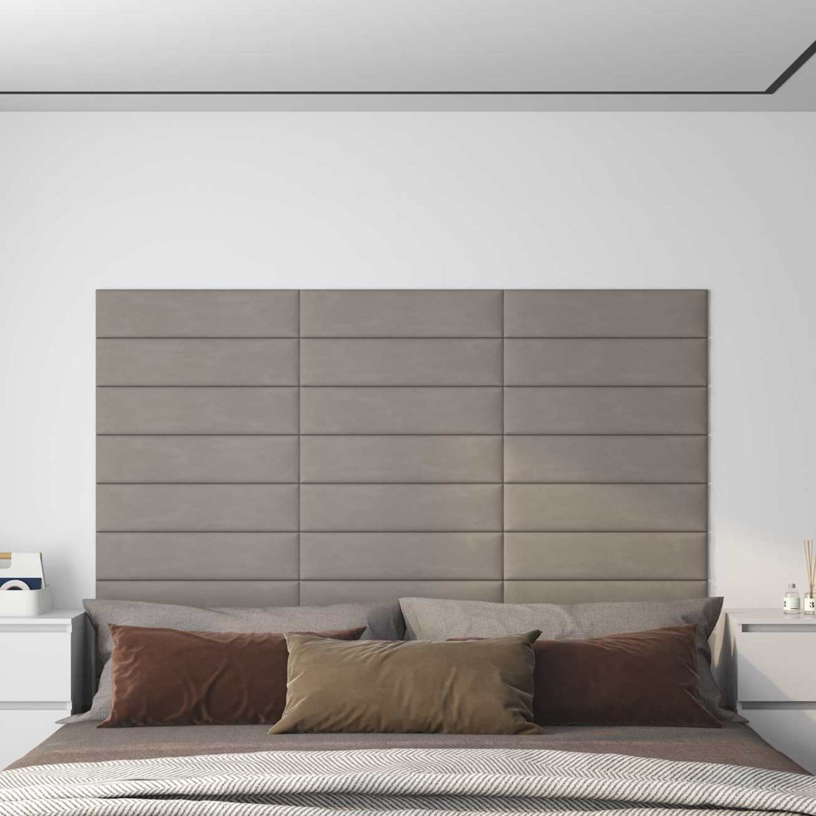 Κεφαλάρι Τοίχου 12 pcs Ανοιχτό γκρι 60 x 15 cm Βελούδο - Pakobazaar