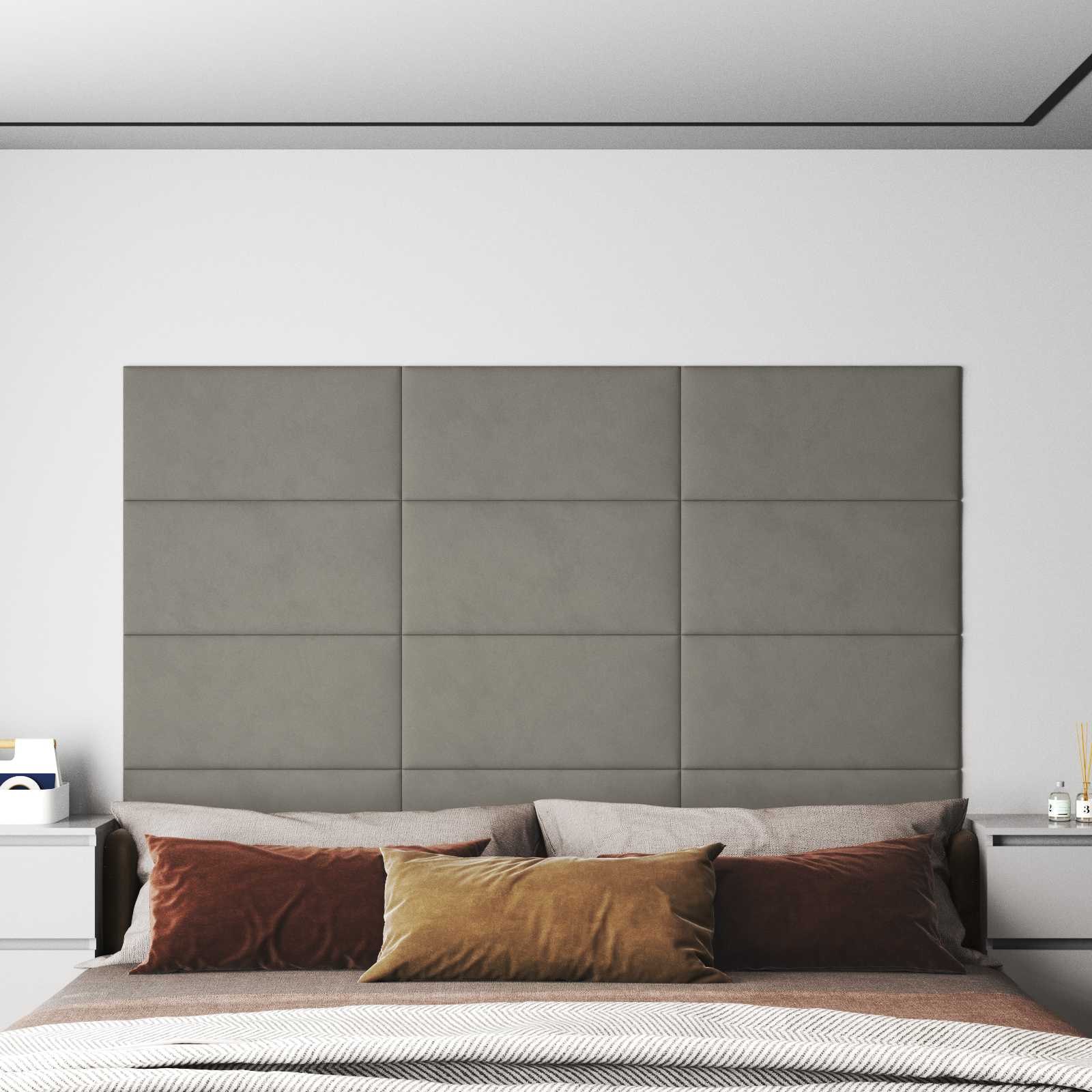 Κεφαλάρι Τοίχου 12 pcs Ανοιχτό γκρι 60 x 30 cm Βελούδο - Pakobazaar
