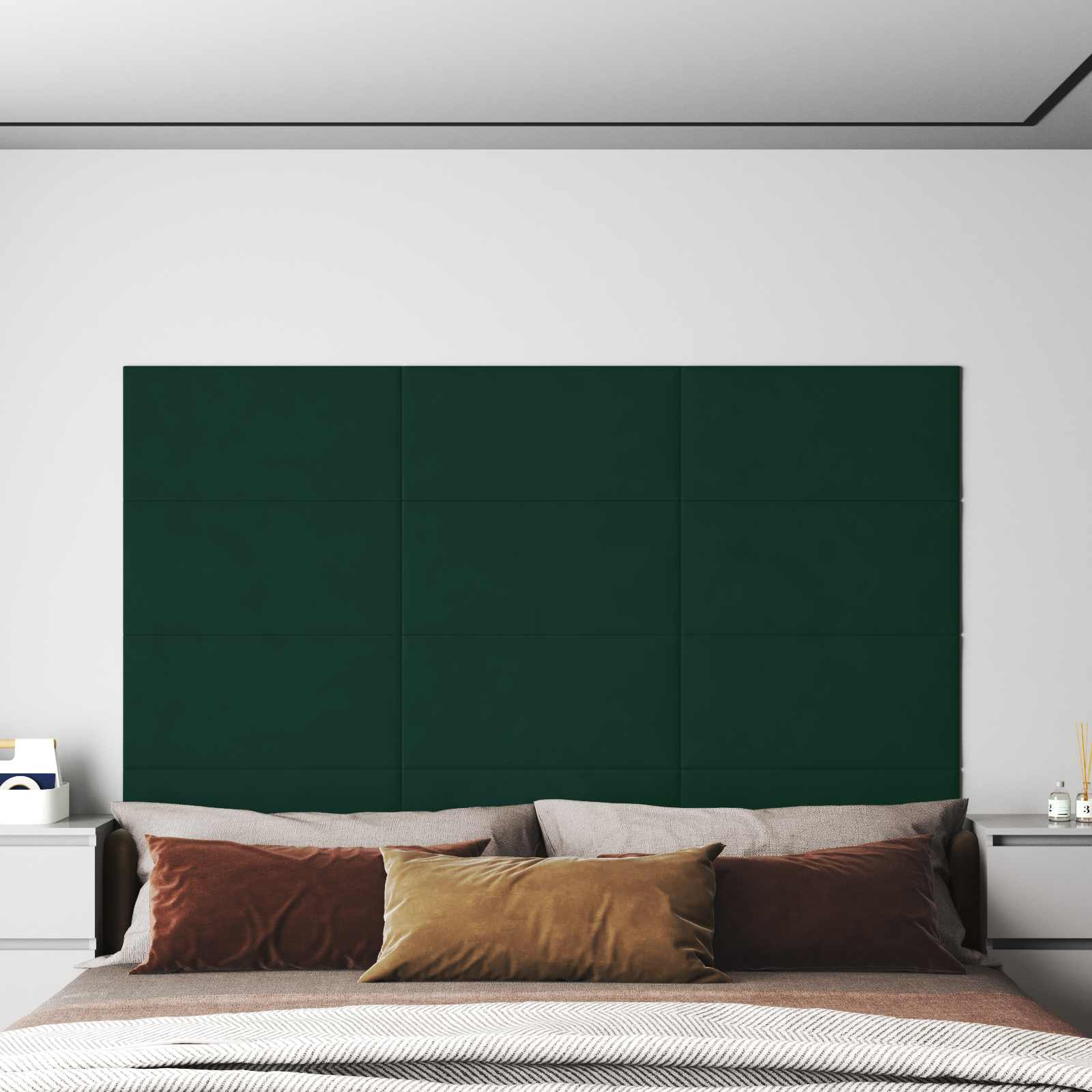 Κεφαλάρι Τοίχου 12 pcs Σκούρο Πράσινο 60 x 30 cm Βελούδο - Pakobazaar