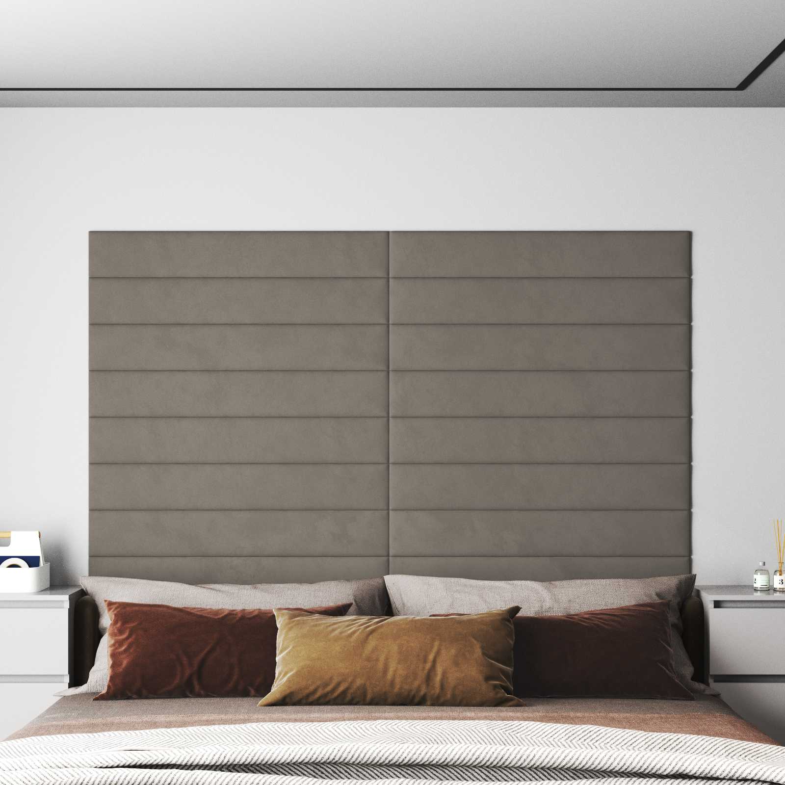 Κεφαλάρι Τοίχου 12 pcs Ανοιχτό γκρι 90 x 15 cm Βελούδο - Pakobazaar