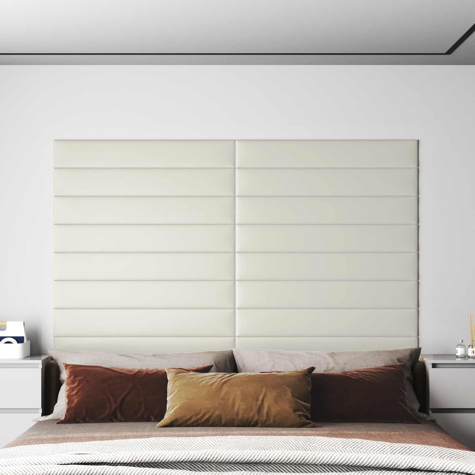 Κεφαλάρι Τοίχου 12 pcs Κρεμ 90 x 15 cm Βελούδο - Pakobazaar