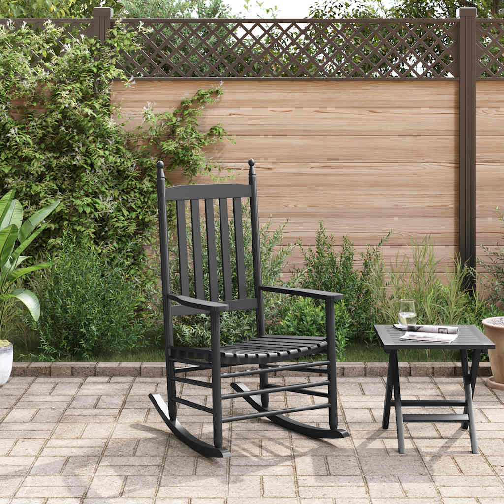 Καρέκλα Κουνιστή Καμπυλωτό Κάθισμα Μαύρη Μασίφ Λεύκα - Pakobazaar