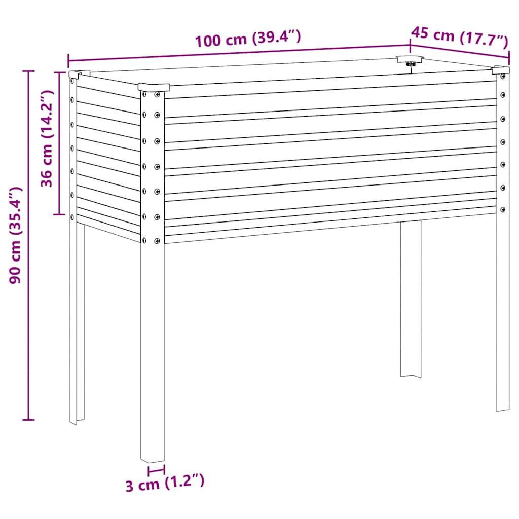 Γλάστρα Κήπου Καφέ 100x45x90 εκ. από Ατσάλι