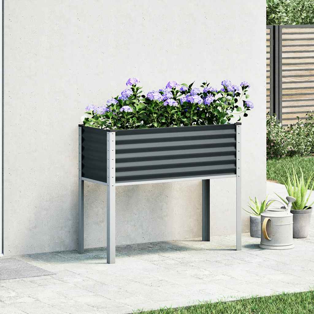 Γλάστρα Κήπου Ανθρακί 100x45x90 εκ. Ατσάλινη