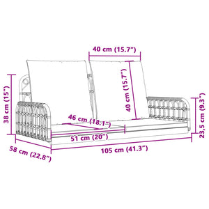 Παγκάκι Κούνια 105x58x38 εκ. Συνθ. Ρατάν & Ατσάλι με Μαξιλάρια