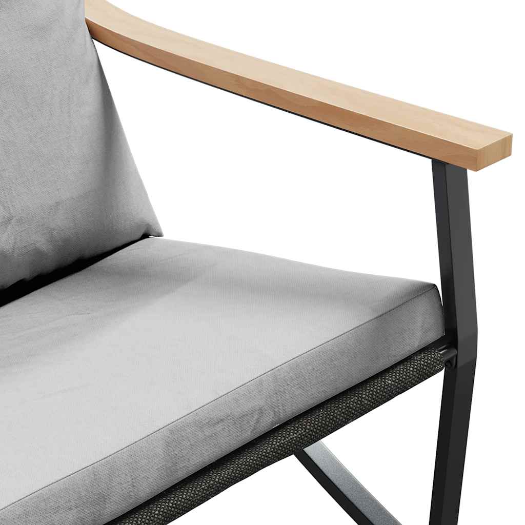 Καρέκλες Κήπου 2 τεμ. Μαύρες με Μαξιλάρια