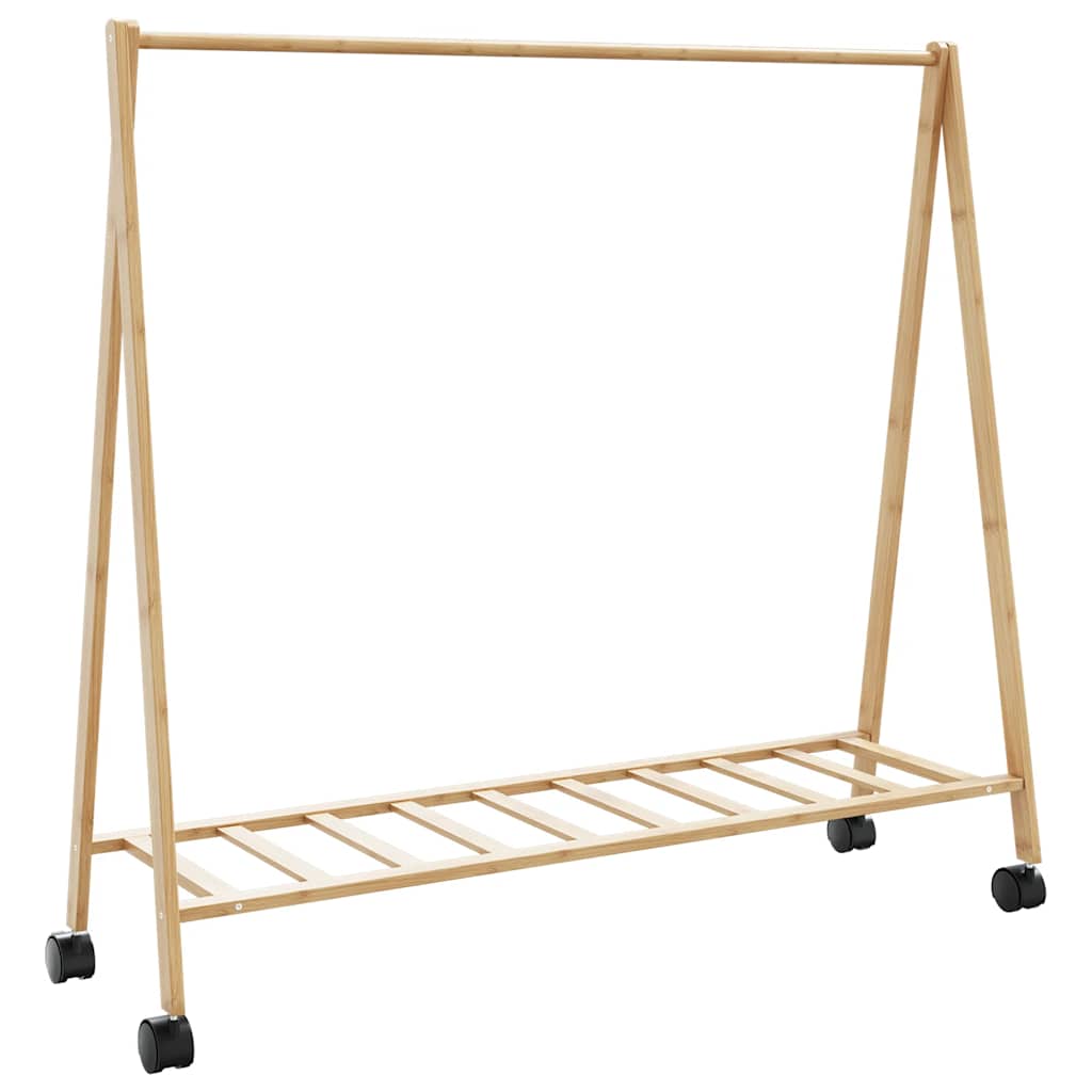Ράφι ρούχων με ράφια και ρόδες 106x34x106,5 cm Μπαμπού