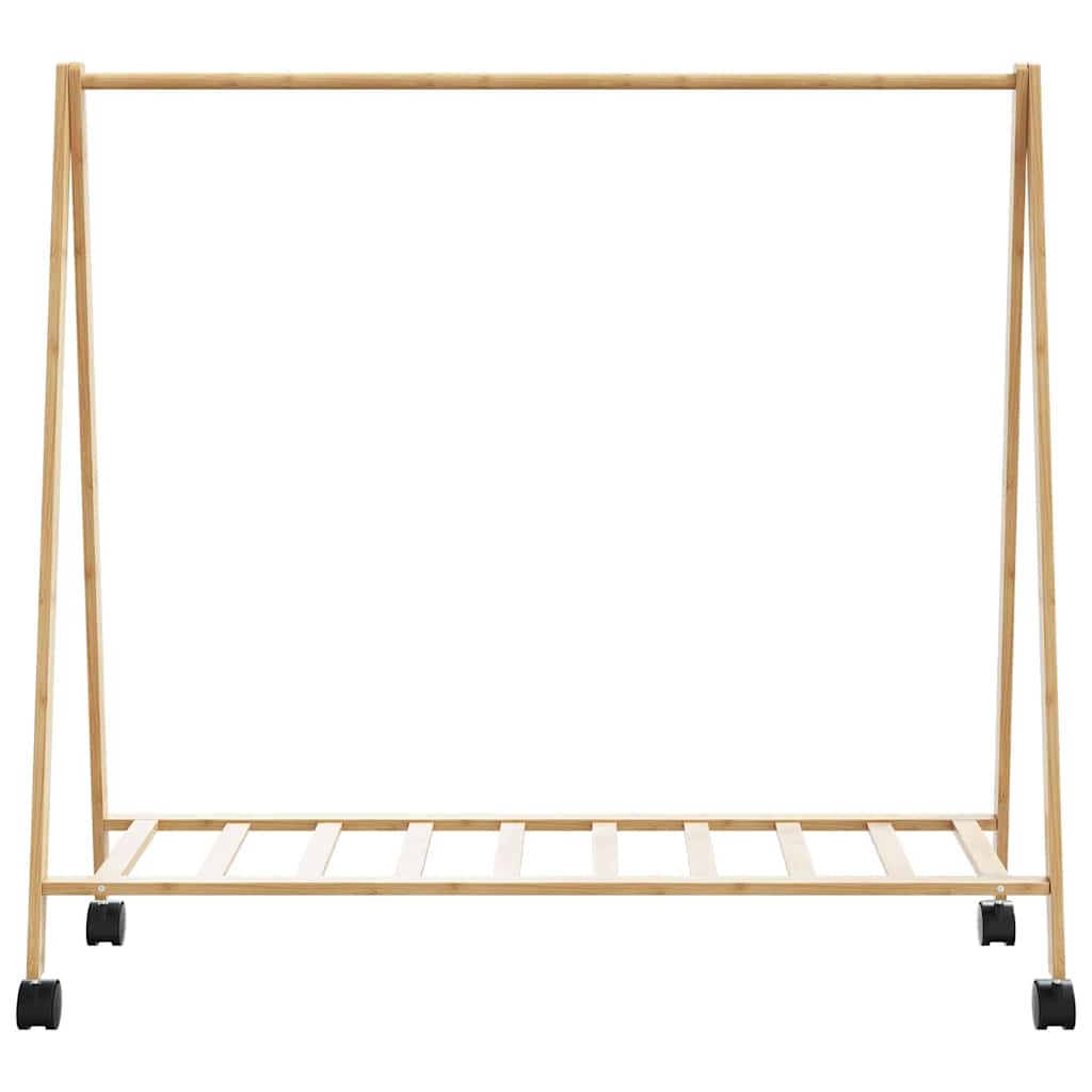 Ράφι ρούχων με ράφια και ρόδες 106x34x106,5 cm Μπαμπού